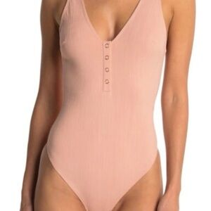 FREE PEOPLE Intimately Larissa Bodysuit Womens - Blush - Thong back Small